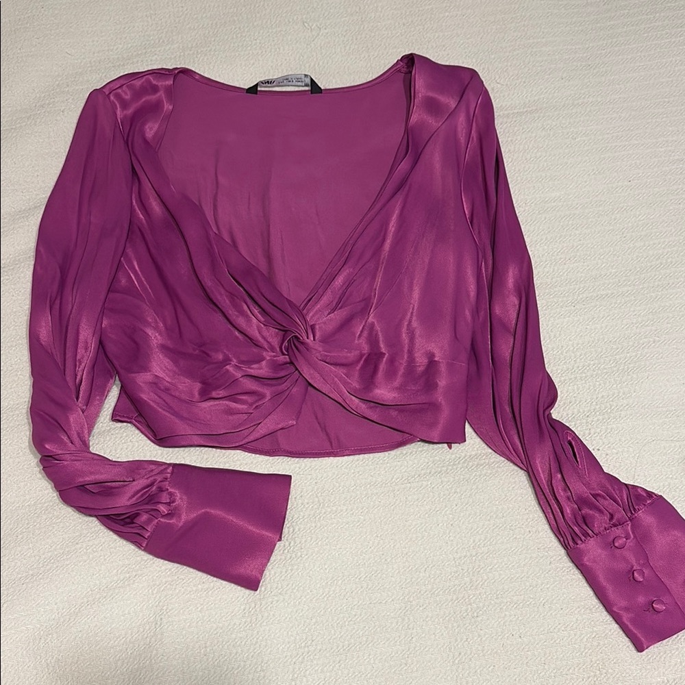 ZARA Elegant Women's Purple Satin Top